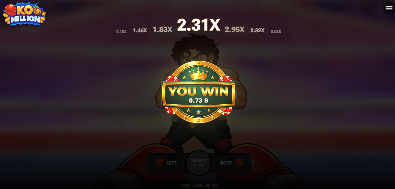 You Win screen ng KO Million matapos mag-Cash Out