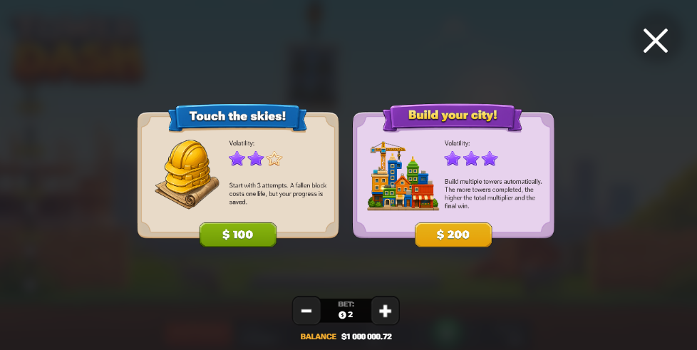 Bonus Buy ng Tower Dash na Touch the skies at Build your city