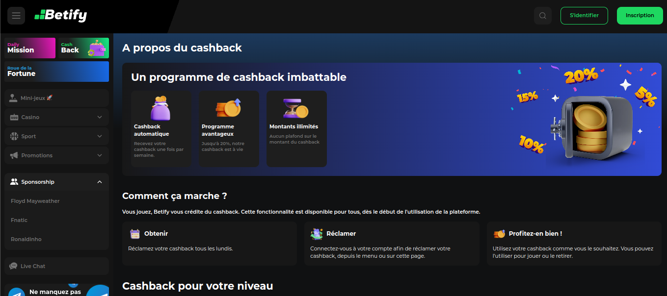 Lingguhang cashback program ng Betify
